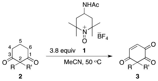 Access to dienophilic ene-triketone synthons by
            oxidation of diketones with an oxoammonium salt