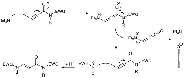 Synthesis of oxazolidinone and tosyl enamines by
            tertiary amine catalysis